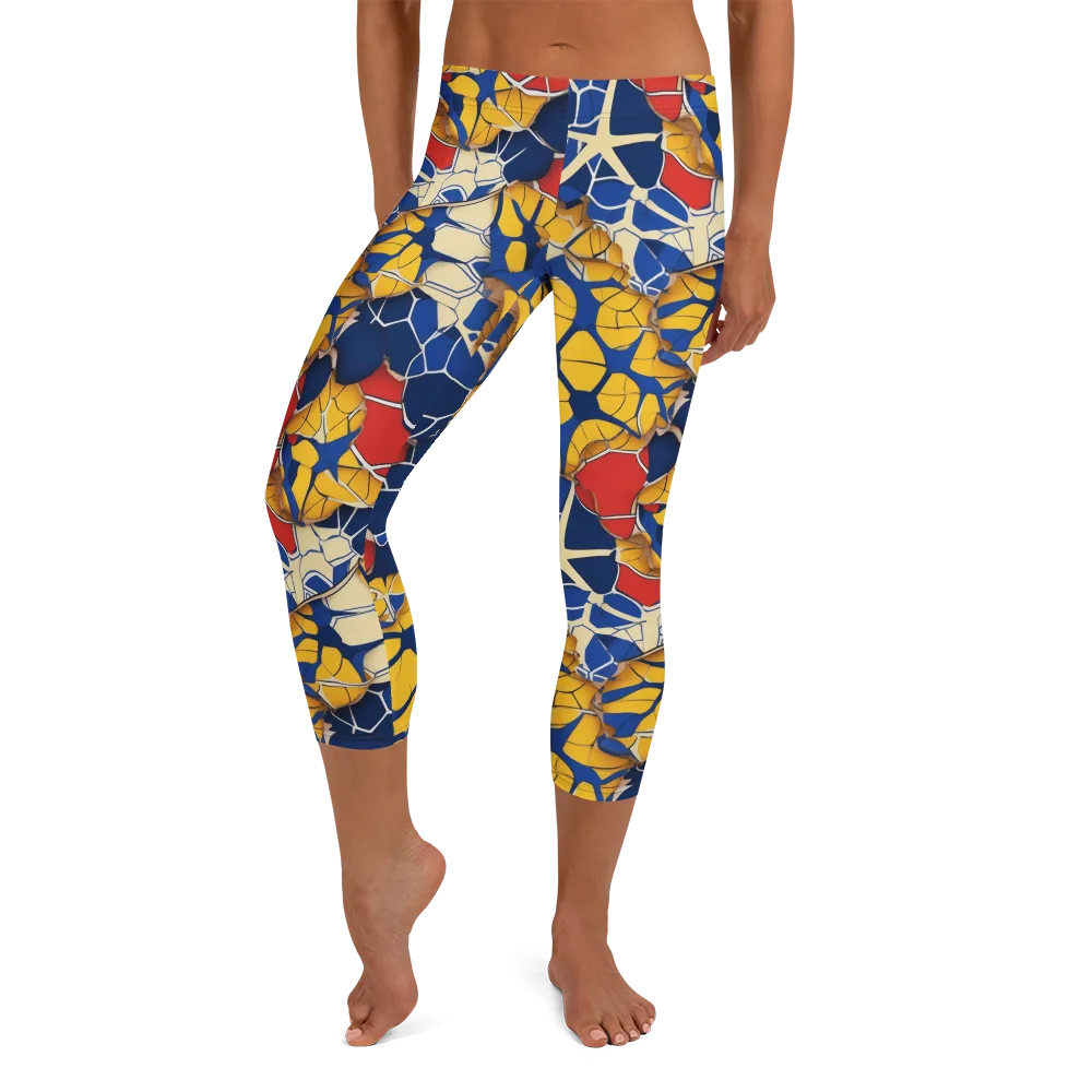 Cobalt Cellwork on Capri Leggings — Front