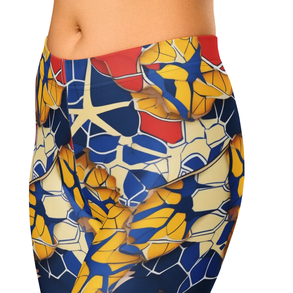 Cobalt Cellwork on Capri Leggings — Zoomed-in