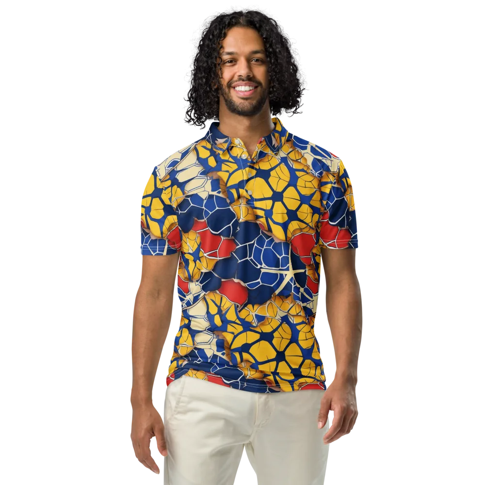 Cobalt Cellwork on Men's Slim Fit Polo Shirt — Front