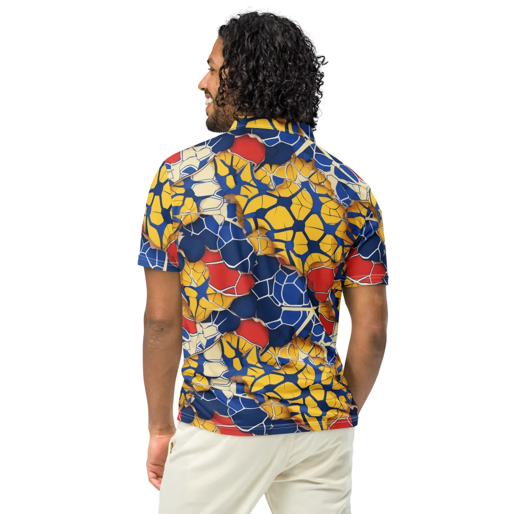 Cobalt Cellwork on Men's Slim Fit Polo Shirt — Back