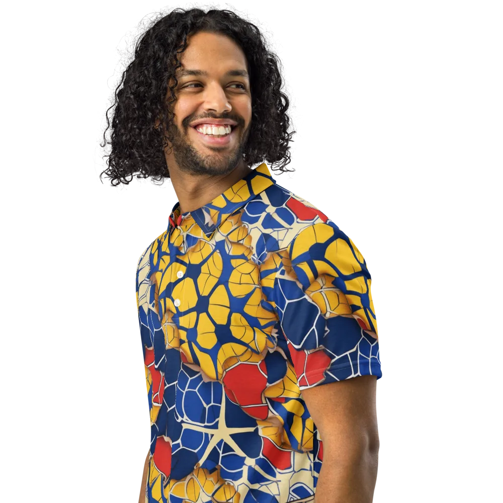 Cobalt Cellwork on Men's Slim Fit Polo Shirt — Left Front