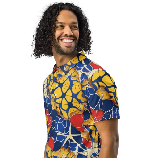 Cobalt Cellwork on a Men's Slim Fit Polo Shirt