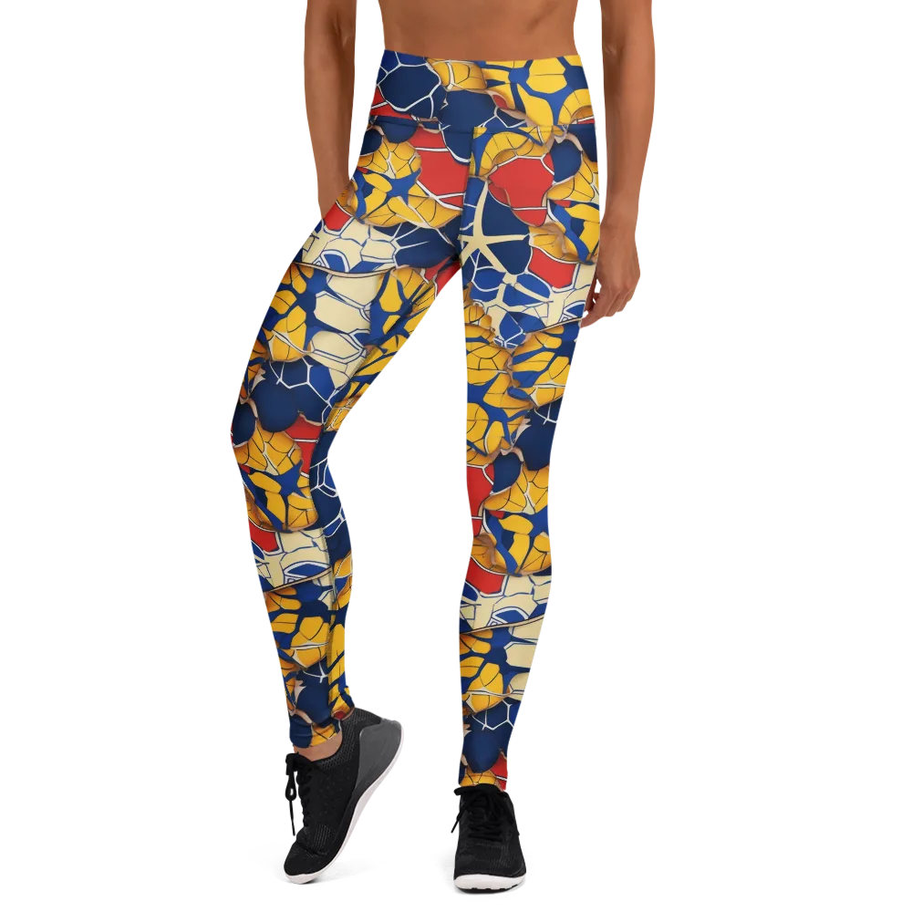 Cobalt Cellwork on Yoga Leggings — Front