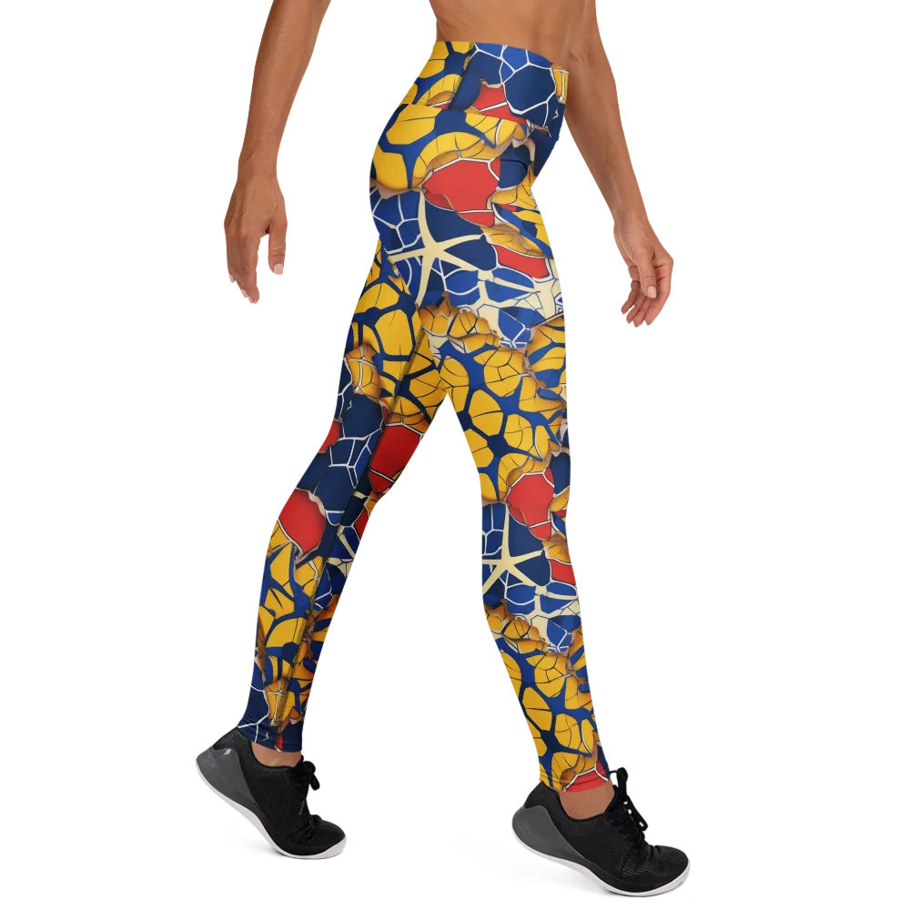 Cobalt Cellwork on Yoga Leggings — Right