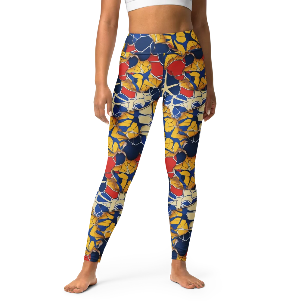 Cobalt Cellwork on Yoga Leggings — Front