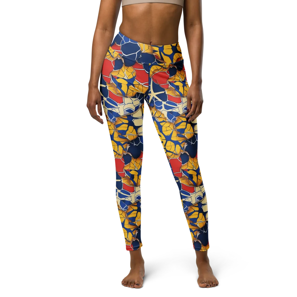 Cobalt Cellwork on Yoga Leggings — Front