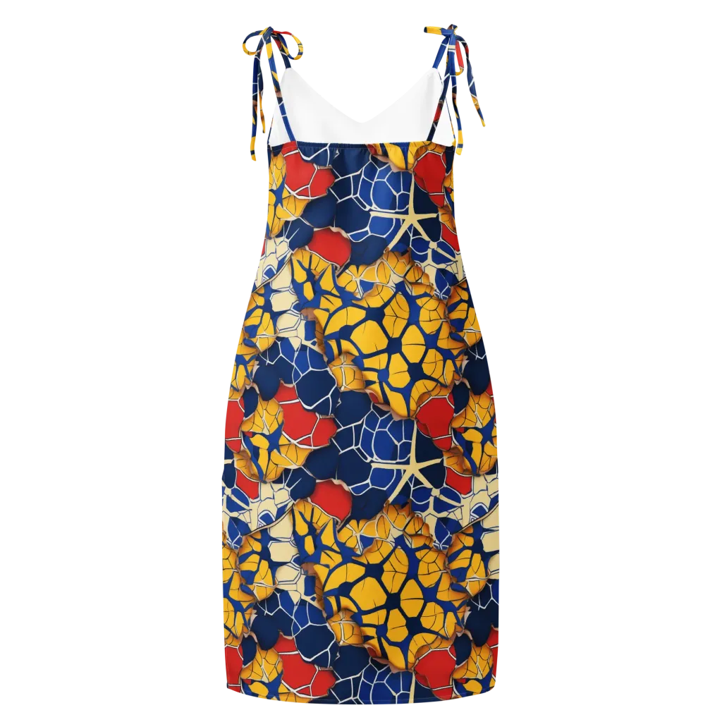 Cobalt Cellwork on Slip Dress — Back