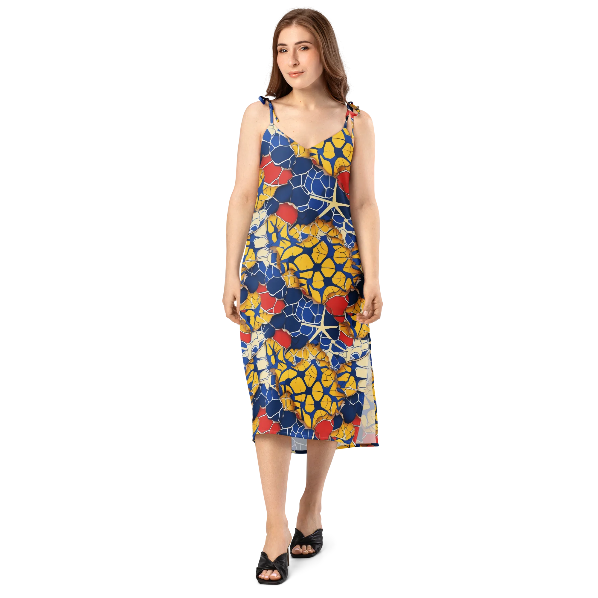 Cobalt Cellwork on Slip Dress — Front