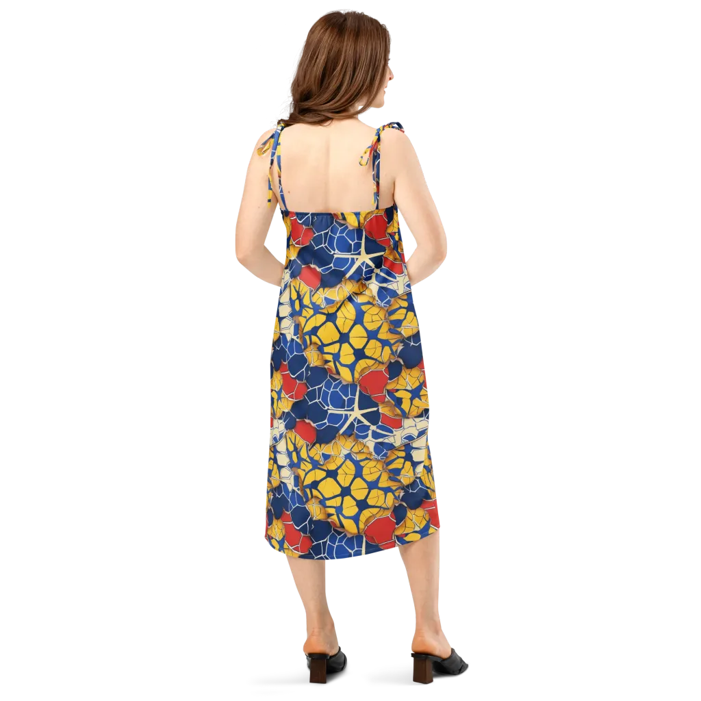 Cobalt Cellwork on Slip Dress — Back