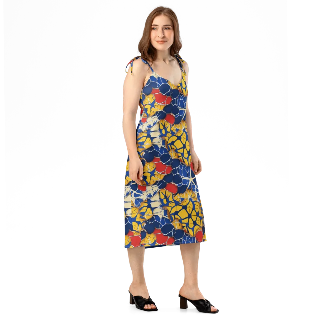 Cobalt Cellwork on Slip Dress — Right Front