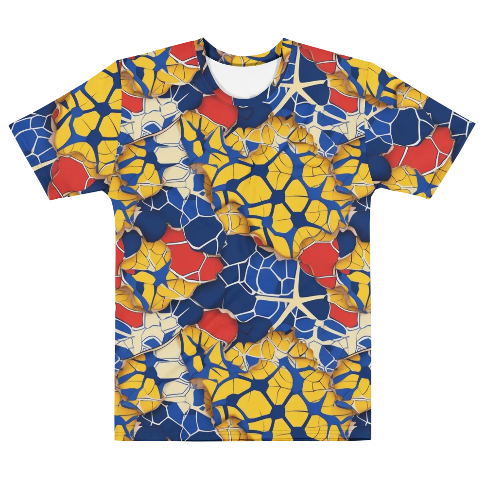 Cobalt Cellwork on Men's Cotton Crew Neck T-Shirt — Front