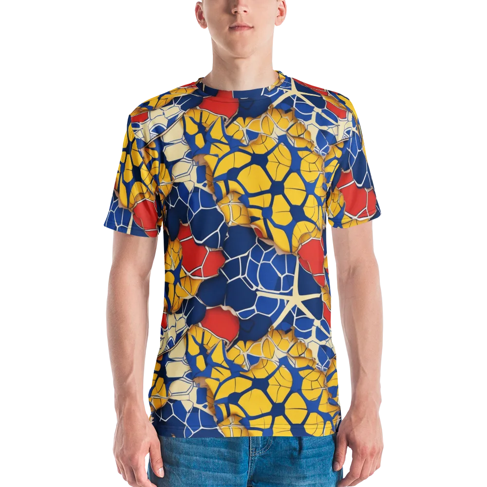 Cobalt Cellwork on Men's Crew Neck T-Shirt — Front