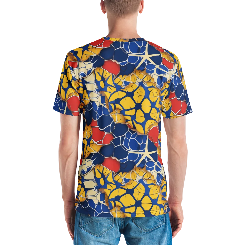 Cobalt Cellwork on Men's Crew Neck T-Shirt — Back