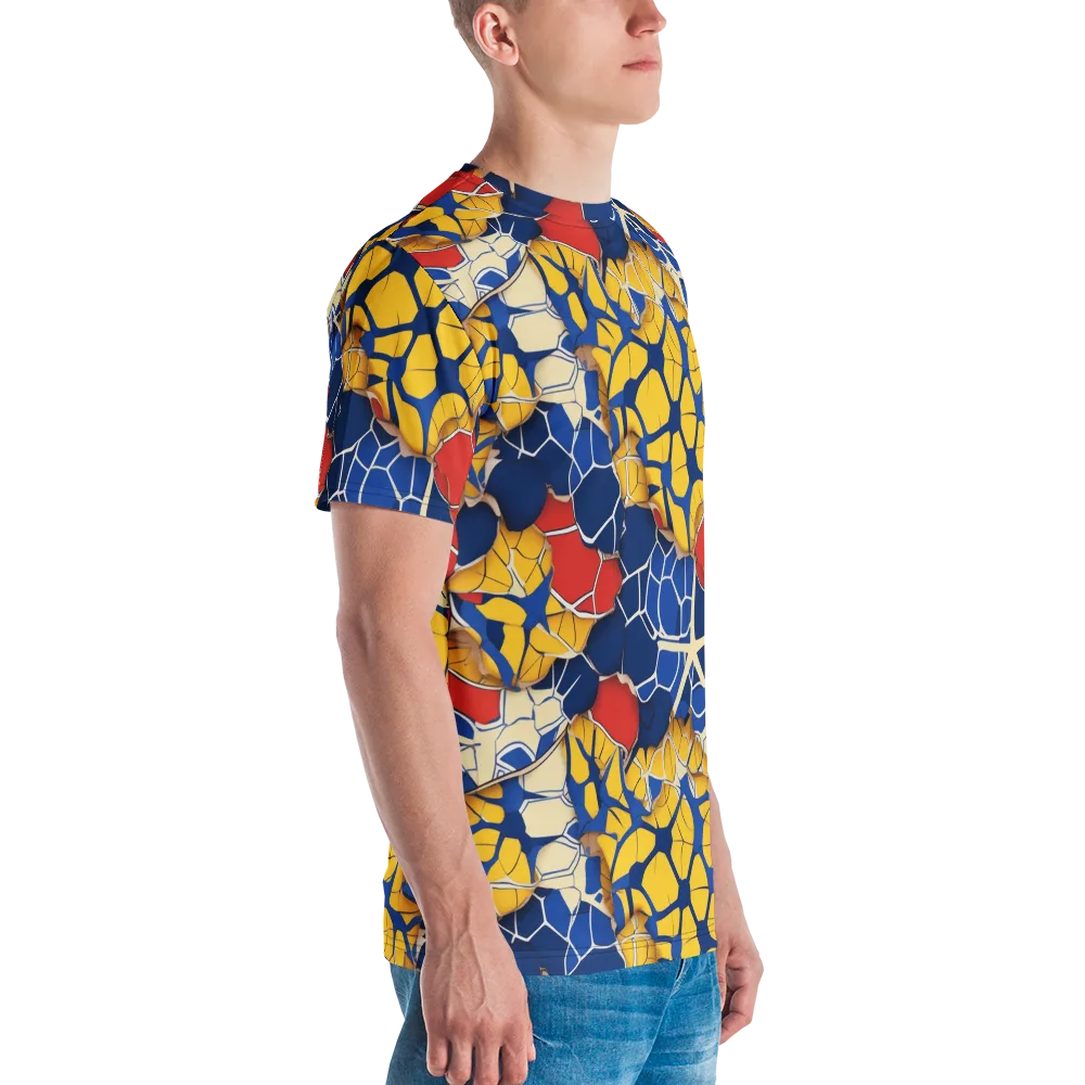 Cobalt Cellwork on Men's Crew Neck T-Shirt — Right