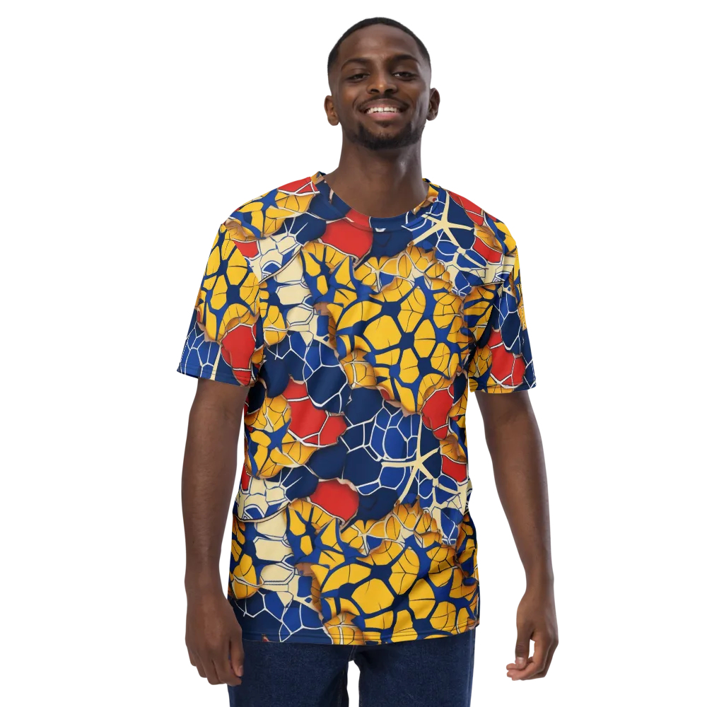 Cobalt Cellwork on Men's Crew Neck T-Shirt — Front
