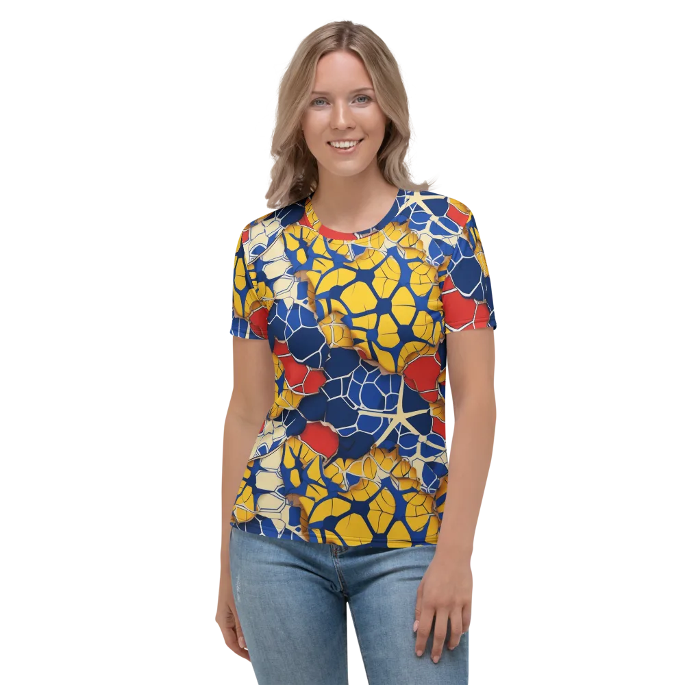 Cobalt Cellwork on Women's Crew Neck T-Shirt — Front