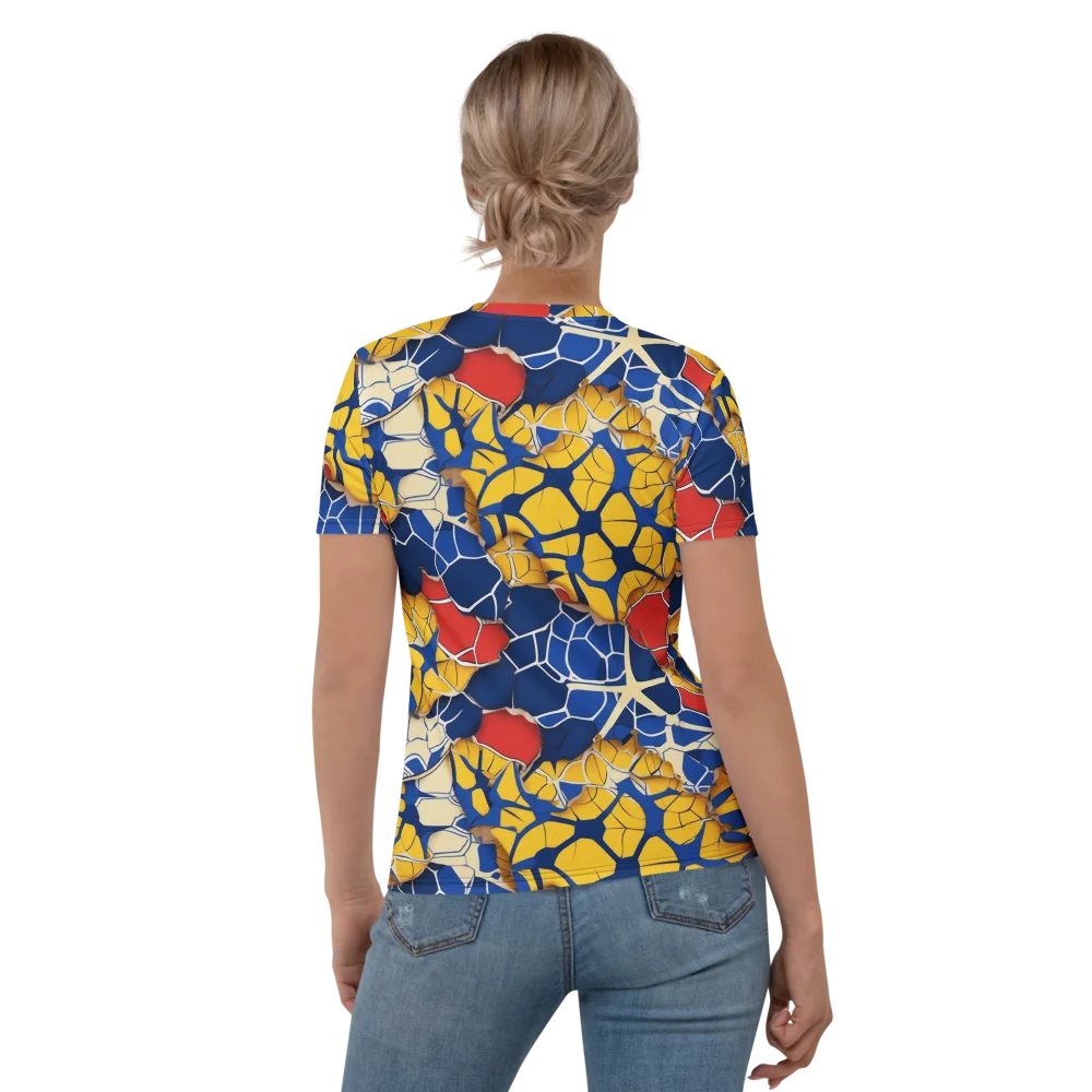 Cobalt Cellwork on Women's Crew Neck T-Shirt — Back