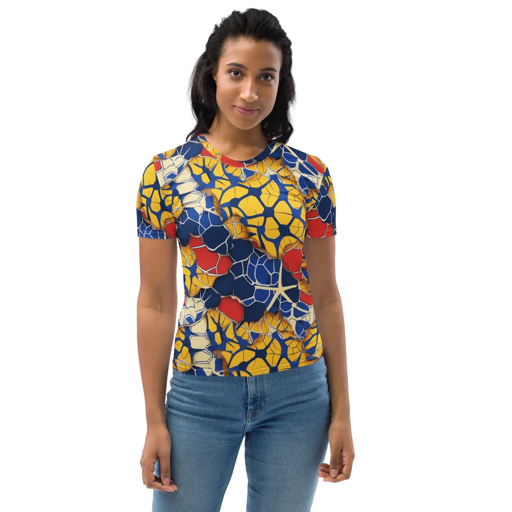 Cobalt Cellwork on Women's Crew Neck T-Shirt — Front