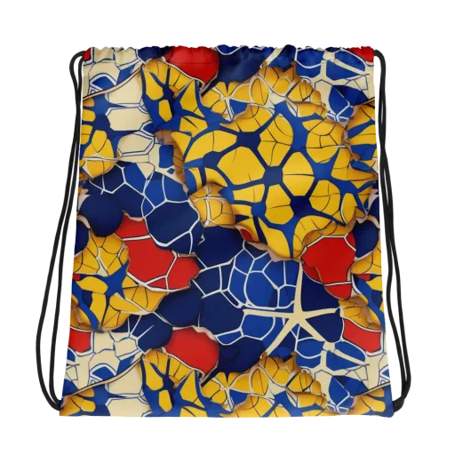 Cobalt Cellwork on a Drawstring Bag