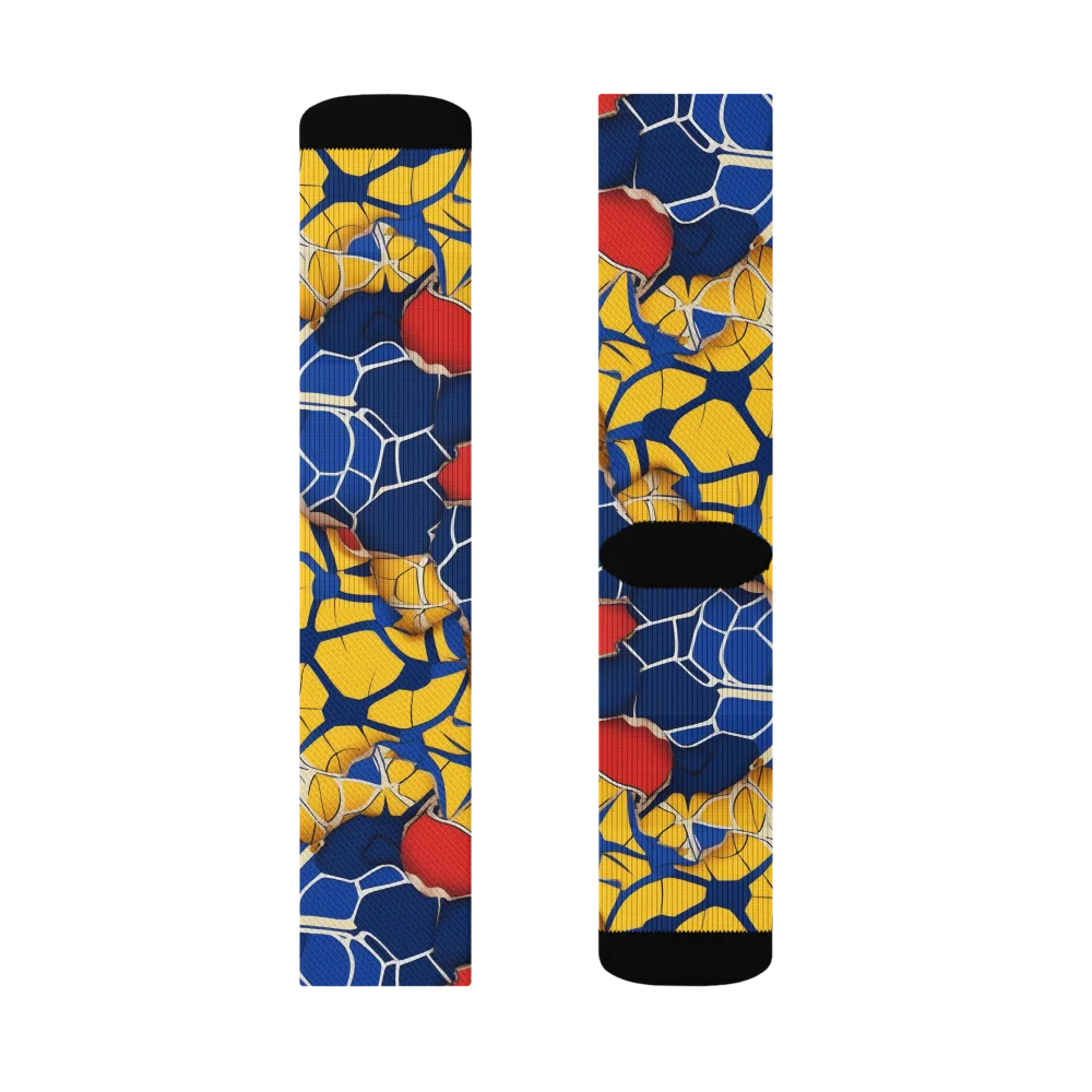 Cobalt Cellwork on Socks — Left Sock
