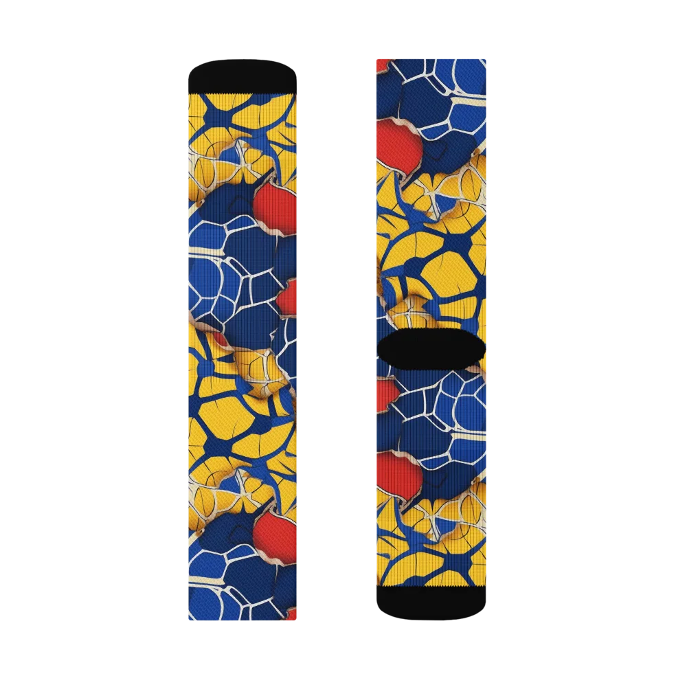 Cobalt Cellwork on Socks — Right Sock