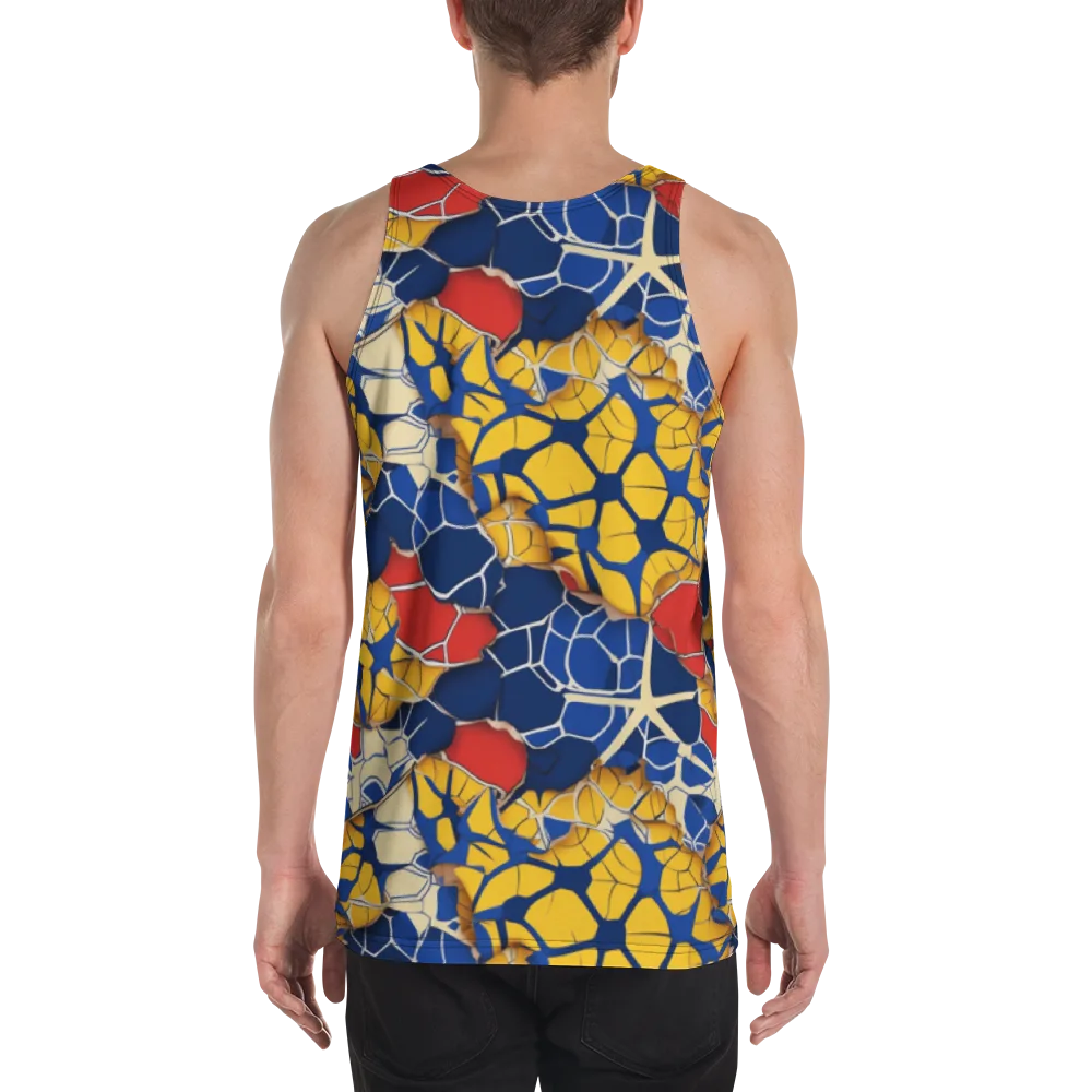 Cobalt Cellwork on Men's Tank Top — Back