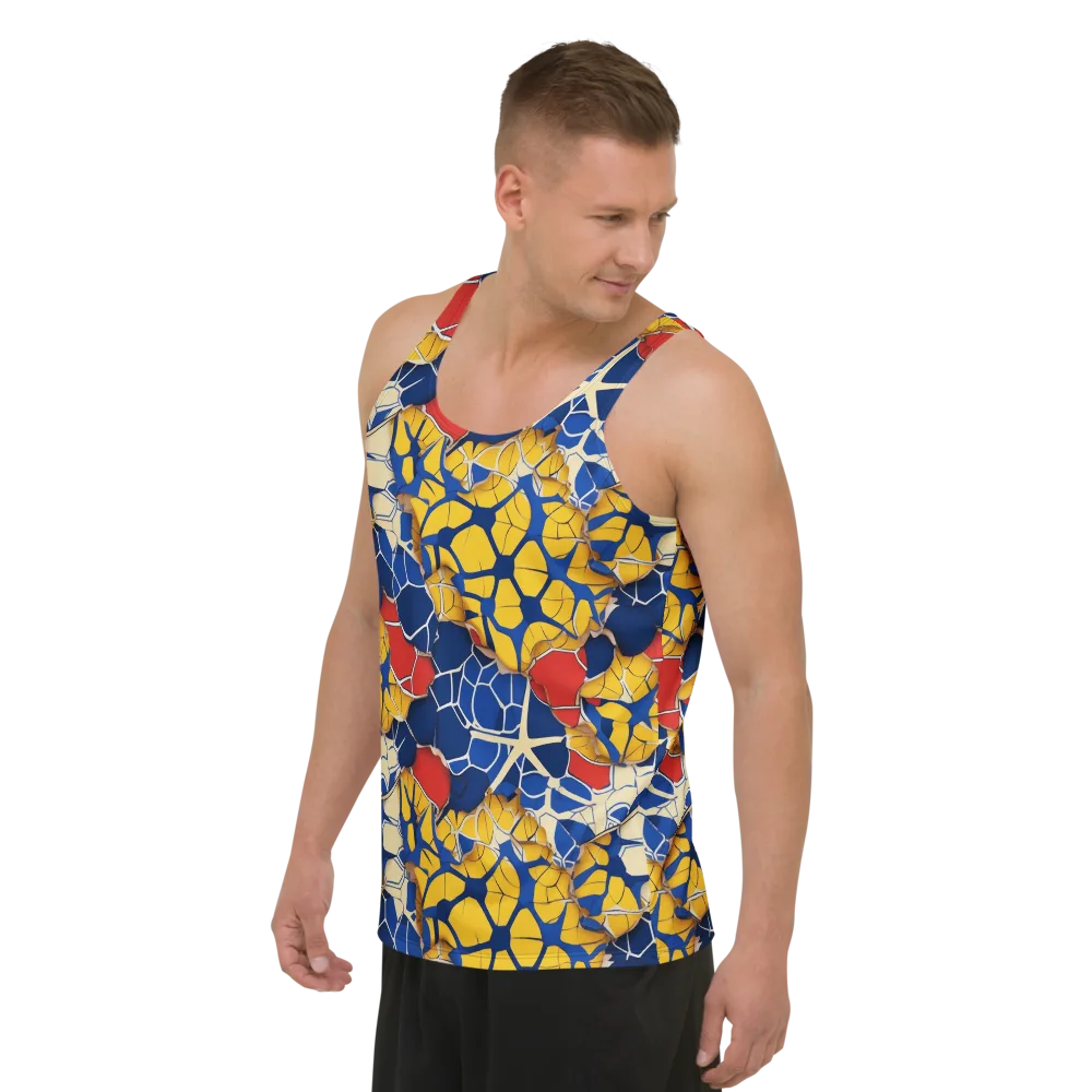 Cobalt Cellwork on Men's Tank Top — Left Front