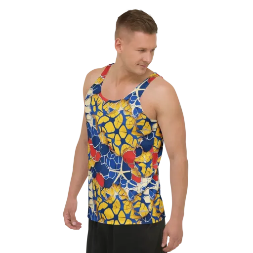 Cobalt Cellwork on a Men's Tank Top