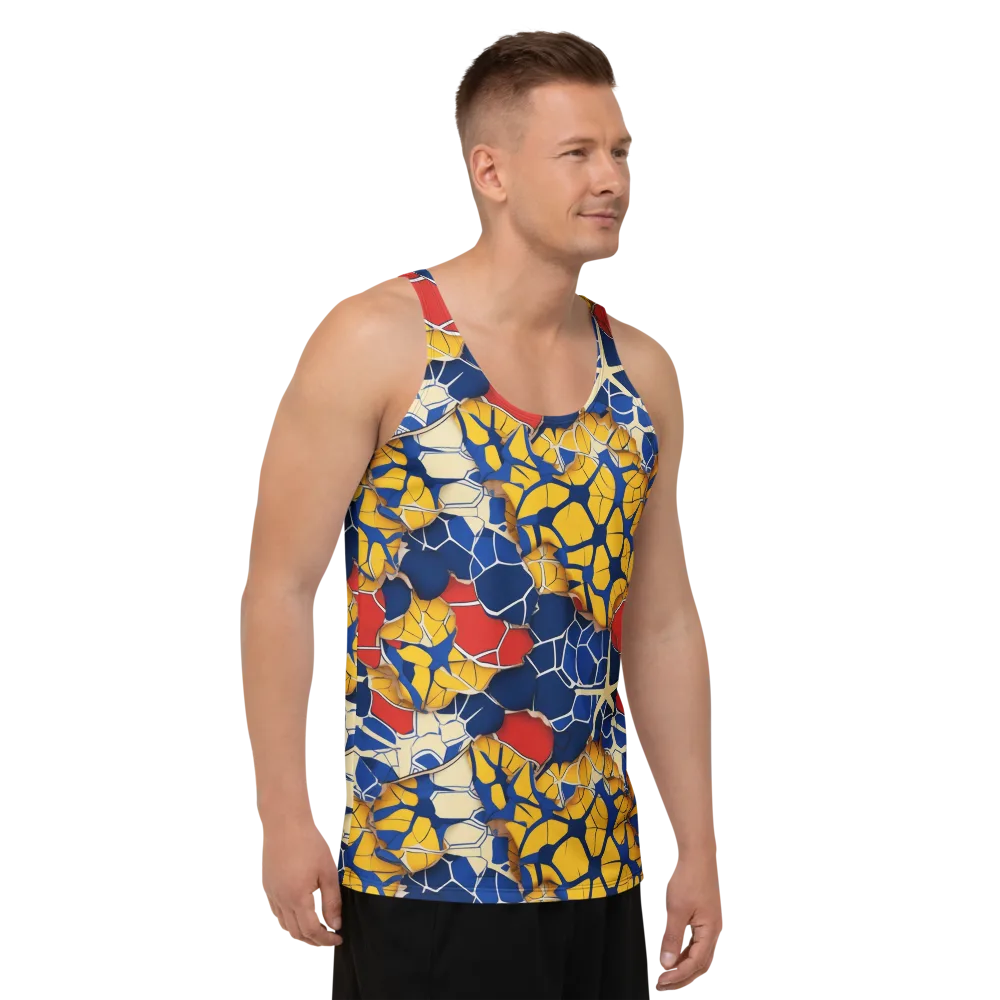Cobalt Cellwork on Men's Tank Top — Right Front