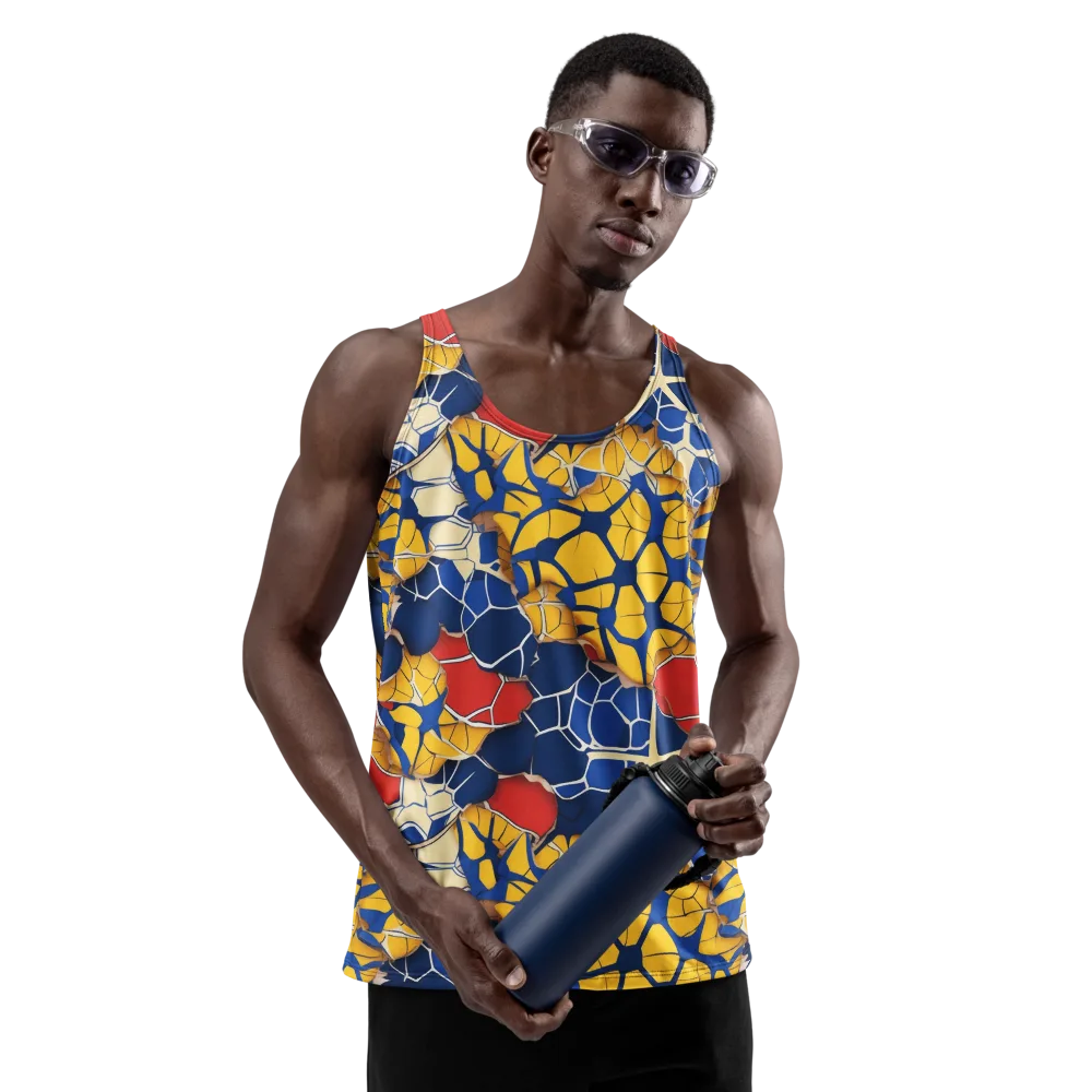 Cobalt Cellwork on Men's Tank Top — Front