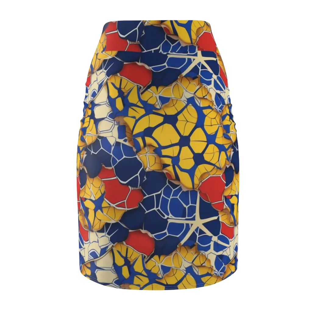 Cobalt Cellwork on Pencil Skirt — Back