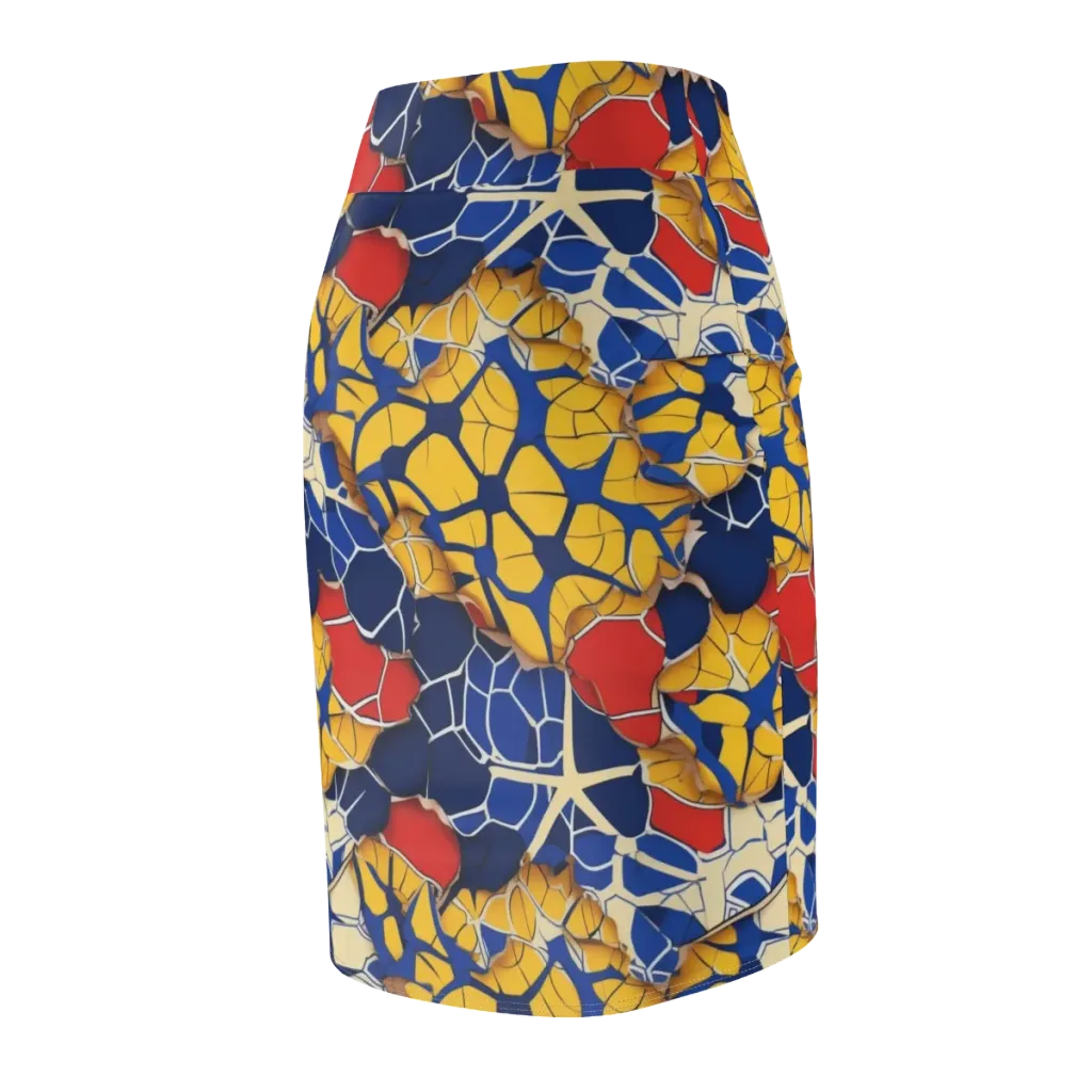 Cobalt Cellwork on Pencil Skirt — Back Side