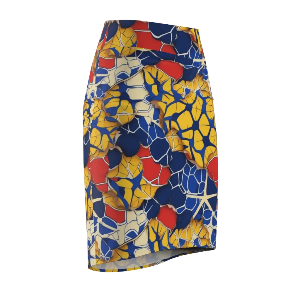 Cobalt Cellwork on Pencil Skirt — Front Side