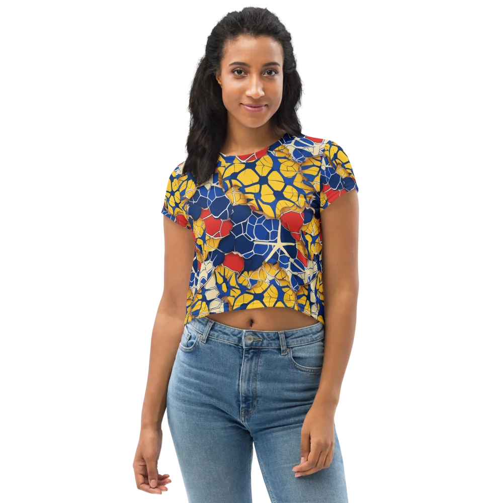 Cobalt Cellwork on Crop Tee — Front