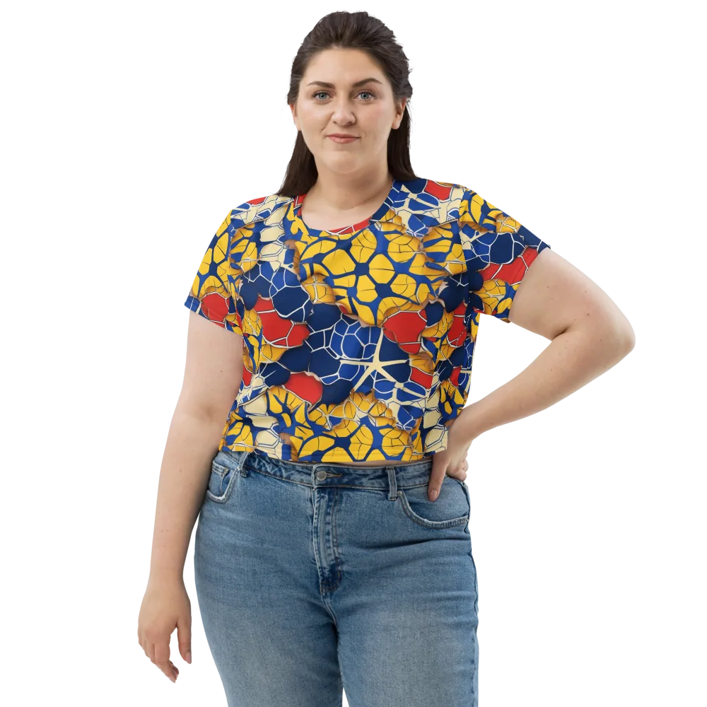 Cobalt Cellwork on Crop Tee — Front