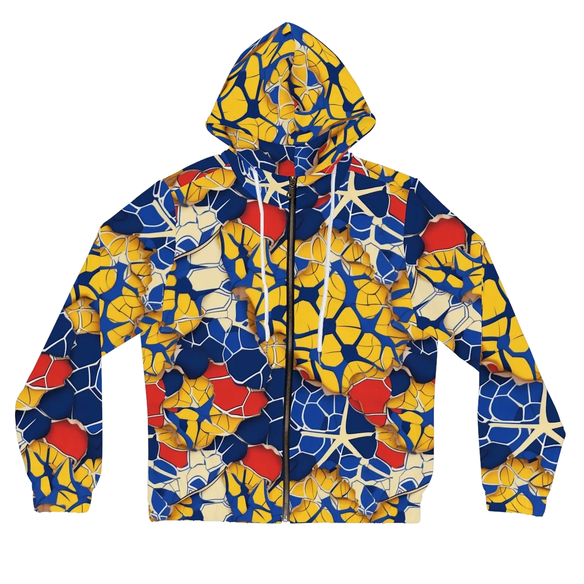 Cobalt Cellwork on Women's Full-Zip Hoodie — Front