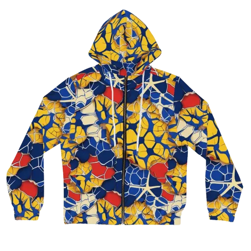 Cobalt Cellwork on a Women's Full-Zip Hoodie