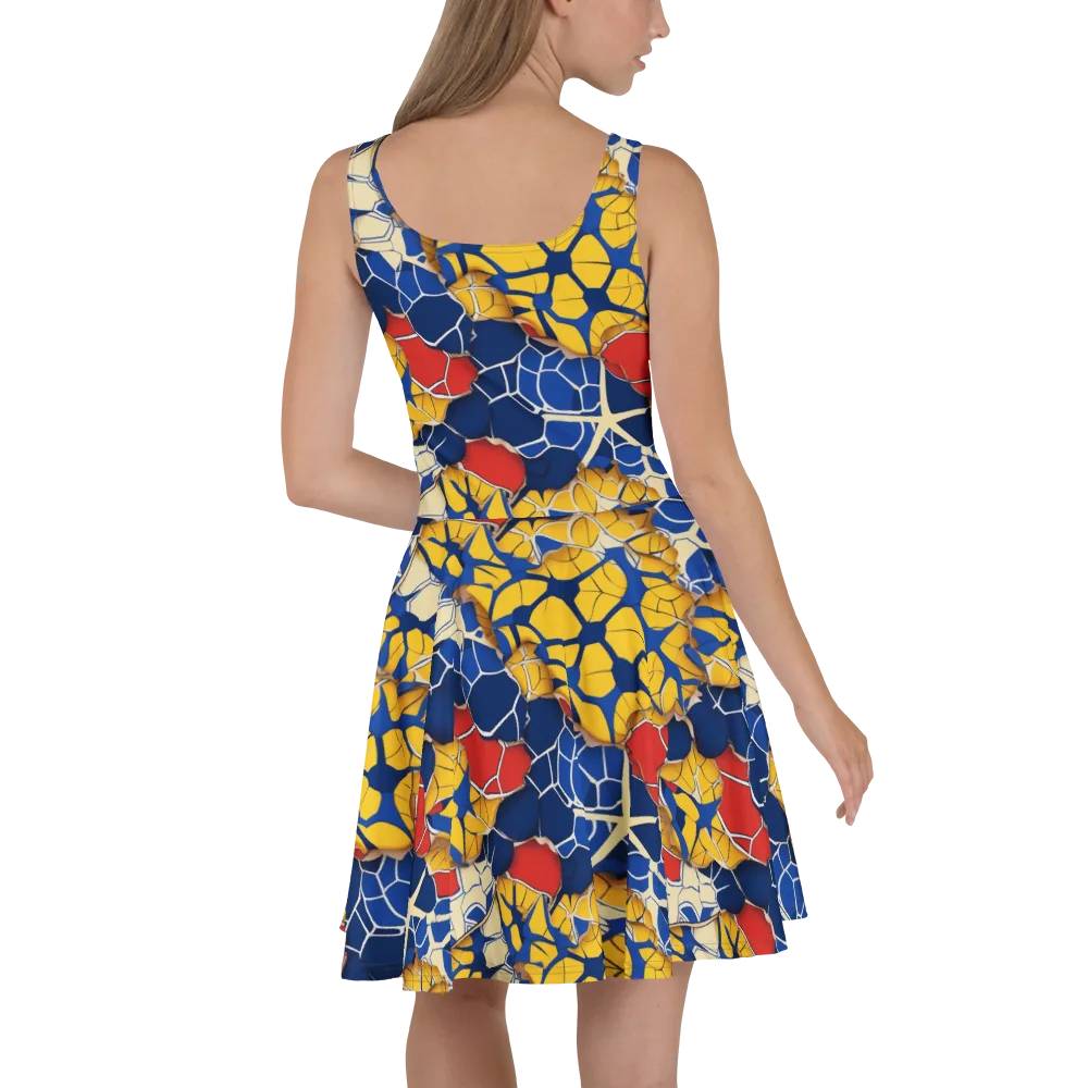 Cobalt Cellwork on Skater Dress — Back
