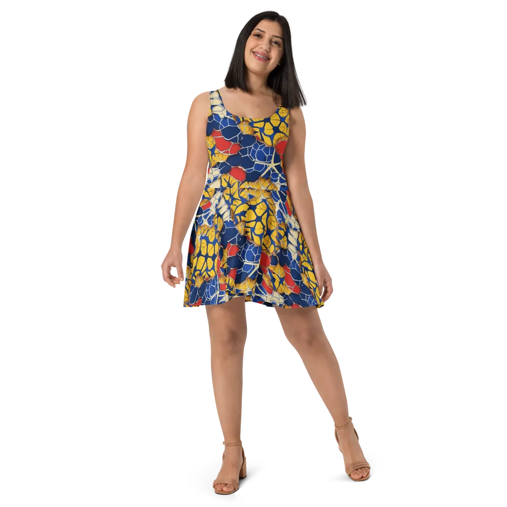 Cobalt Cellwork on Skater Dress — Front