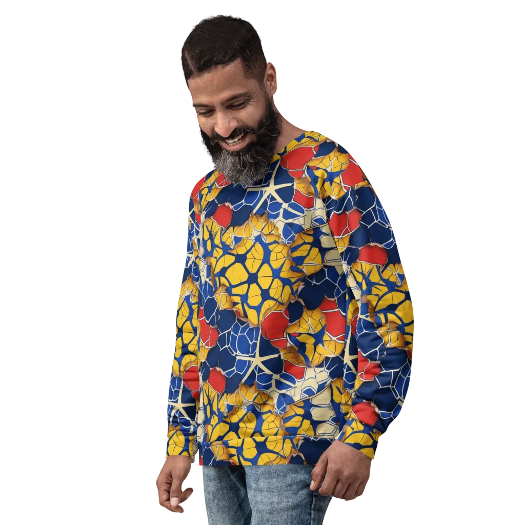 Cobalt Cellwork on Sweatshirt — Left Front