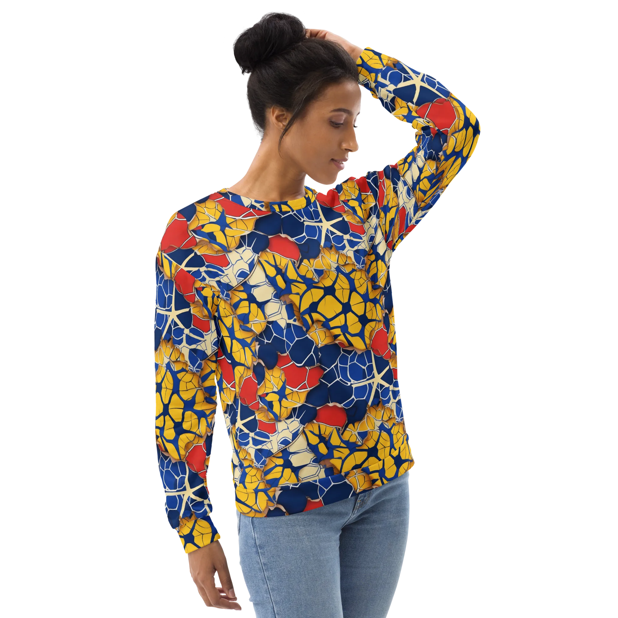 Cobalt Cellwork on Sweatshirt — Right Front