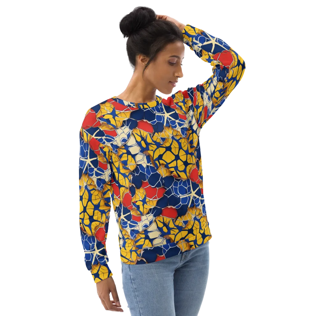 Cobalt Cellwork on Sweatshirt — Right Front