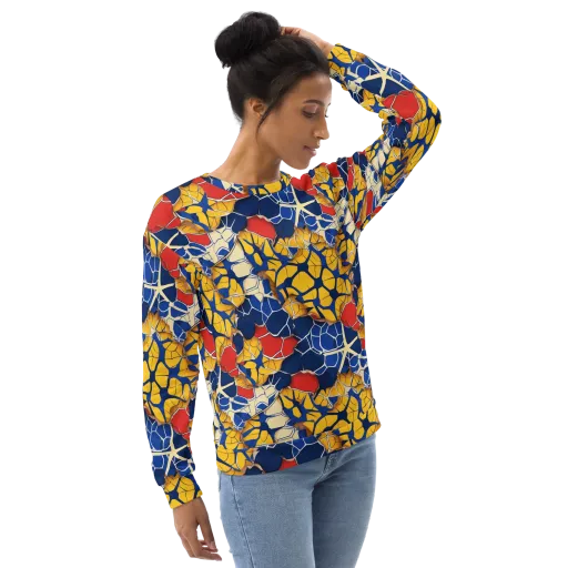 Cobalt Cellwork on a Sweatshirt
