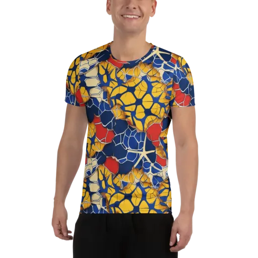 Cobalt Cellwork on a Men's Athletic T-Shirt