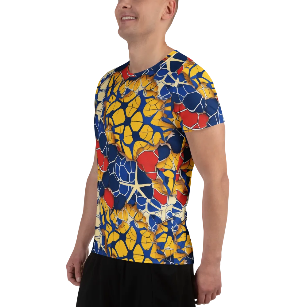 Cobalt Cellwork on Men's Athletic T-Shirt — Left