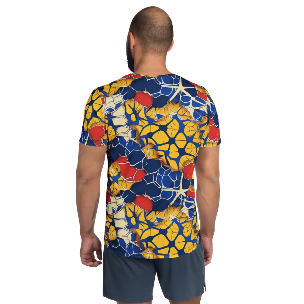 Cobalt Cellwork on Men's Athletic T-Shirt — Back