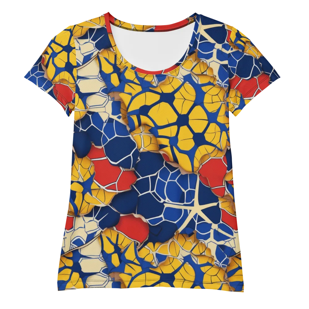 Cobalt Cellwork on Women's Athletic T-Shirt — Front