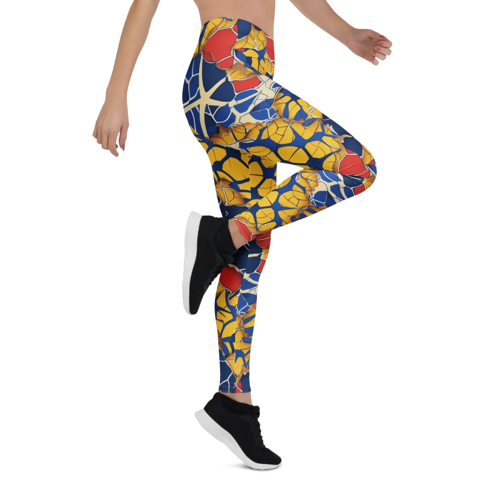 Cobalt Cellwork on Leggings — Right