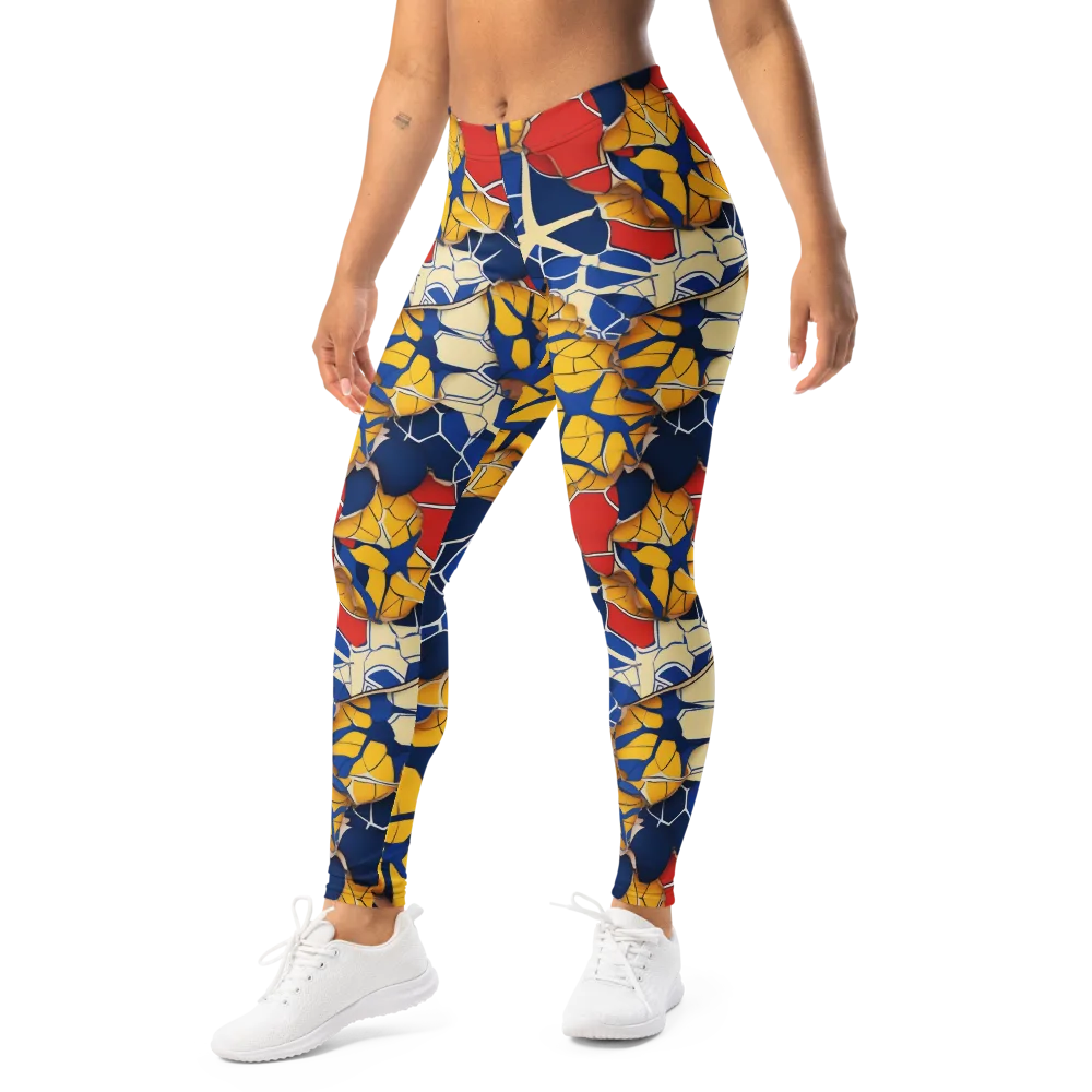 Cobalt Cellwork on Leggings — Left Front