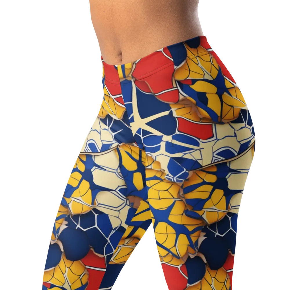 Cobalt Cellwork on Leggings — Left Front